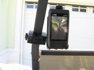 Golf Buddy World Mounted to Golf Cart