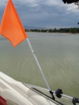 Skier Down Flag Mounted to Boat Window