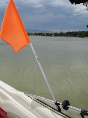 Skier Down Flag Mounted to Boat Window